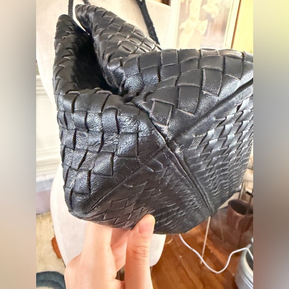 Quince Italian Leather Handwoven Satchel in black - Picture 8 of 17